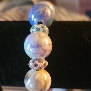 Pastel Multicolor Beaded Women’s Bracelet with Sparkle Rondelles